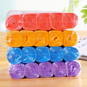 Set of 20 rolls colorful disposable trash bags in red orange blue and purple for home kitchen