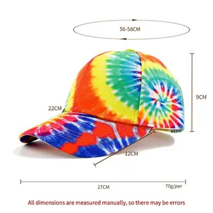 Colorful tie-dye baseball cap with dimensions 56-58cm for hip hop street style