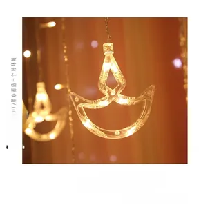 Close-up of warm white LED curtain light with clear ingot shell for festive atmosphere