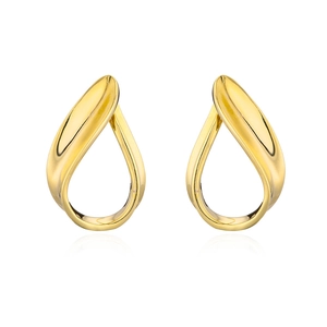 Polished 14K gold-plated teardrop stud earrings with a minimalist twisted design