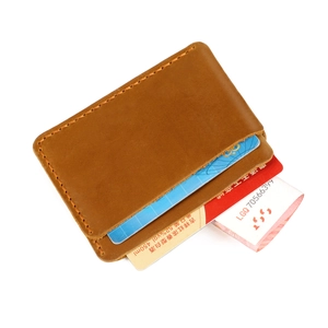 Retro crazy horse leather card holder wallet with handmade stitching and multiple card slots