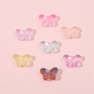 Colorful 10x14mm butterfly glass beads set for DIY jewelry and hair accessories