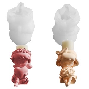 Moule En Silicone En Forme De Jeune Fille 3D Ange Pour Bricolage Support De Bougie Parfumée Artisanale Plâtre
