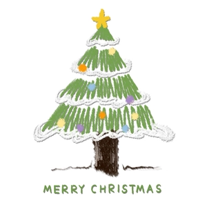 Adesivo murale albero di Natale stile pastello con palline colorate e testo festivo