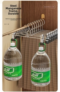 Detail of heavy duty stainless steel pants rack with non-slip clips and high load capacity