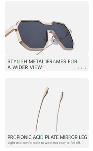 Detail of metal frame sunglasses with non-slip temples and comfortable nose pads