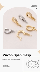 Detailed view of 18K gold plated zircon encrusted lobster clasp for jewelry making