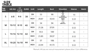 Detailed size chart for striped cardigan shirts showing UK, US, and EU measurements in CM and INCH