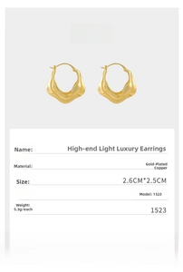 Detailed view of 18K gold plated V-shaped pleated earrings with texture and dimensions