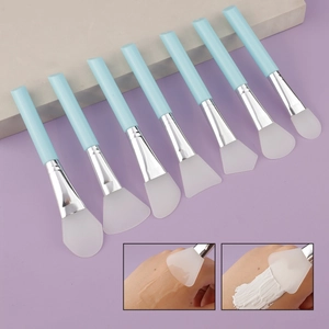 7pcs silicone facial mask brush set with varied heads for spa mud application