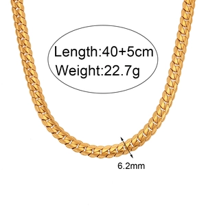 Minimalist 18K gold plated stainless steel Cuban chain necklace with 6.2mm width