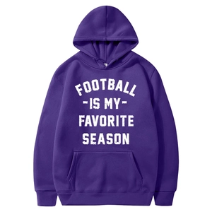 Men Hoodie Sweatshirt American Football Print Polyester Fleece Lined Long Sleeve Drawstring Hood Kangaroo Pocket Casual Sporty