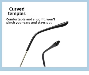 Detail of ergonomic curved temple tips on sunglasses for anti-slip and comfortable fit