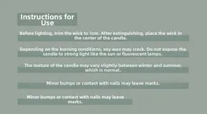 Guide for bamboo scented candle care: trim wick to 1cm and store in cool, dry place