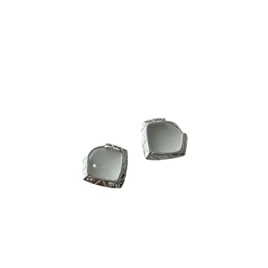 Minimalist square geometric 925 sterling silver stud earrings with light gray resin inlay