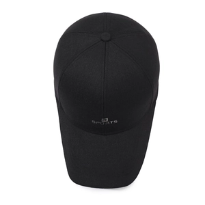 Classic black baseball cap for elderly men with SPORTS print and adjustable structure
