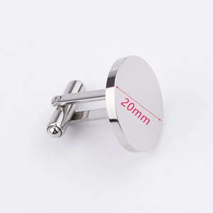 Polished silver stainless steel round 20mm cufflink blanks for men shirts