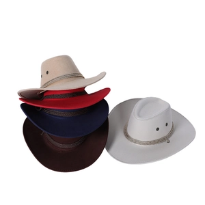 Cappelli da cowboy in lana colorati con fascia in corda intrecciata e fori di ventilazione
