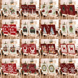 Christmas Chair Covers Linen Cotton Dining Room Back Decoration Snowflake Reindeer Xmas Tree Pattern Holiday Home Party
