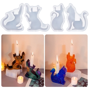 Cat Shaped Candle Holder Silicone Mold DIY Resin Casting Craft Home Decor Desktop Ornament Non-Stick Durable