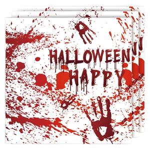 Halloween party blood handprint paper card set with Happy Halloween bloody font design