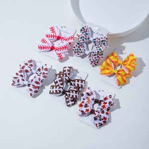 Lot de 6 paires de barrettes à nœuds pour filles motifs sportifs sur cartes