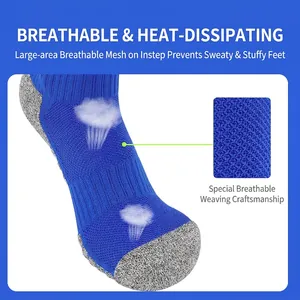 Calze da calcio blu professionali con mesh traspirante e suola ammortizzata antiscivolo