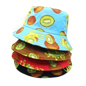 Bucket Hat Kiwi Fruit Print Reversible Polyester Sun Protection Outdoor Travel Retro For Men Women