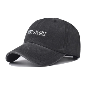 Baseball Cap Washed Cotton Dogs People Embroidery Sun Protection Retro Distressed Style Adjustable For Men Women