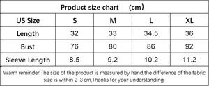 Detailed size chart for women square neck slim fit tank top with measurements in centimeters