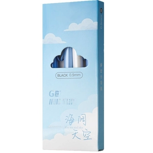 Set of 4 blue cloud themed 0.5mm black gel ink pens with retractable click mechanism