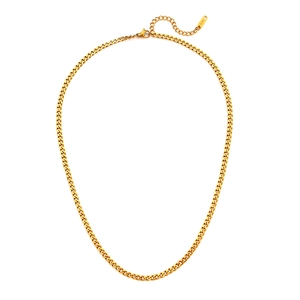 Collana a catena cubana sottile da 3mm in acciaio inossidabile placcato oro 18K lucido