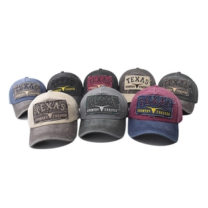 Distressed washed cotton baseball caps featuring vintage bull embroidery in multiple colors