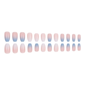 Set de 24 faux ongles dégradés de forme cercueil avec une finition brillante translucide