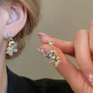 Pony Animal Stud Earrings Alloy Multicolor Rhinestones With Silver Earring Post Elegant Trendy Jewelry For Women