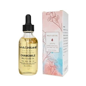 Chamomile multi-use oil 60ml glass bottle with dried flowers and floral packaging