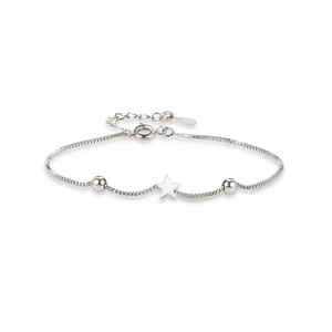 Minimalist silver star pendant bead bracelet with adjustable box chain for women