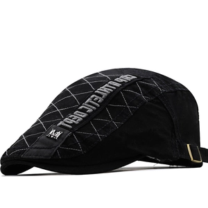 British Retro Cotton Flat Cap Quilted Diamond Pattern Adjustable Ivy Hat Vintage Casual Unisex Newsboy