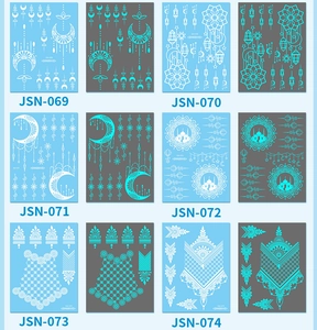 Detailed grid view of luminous cartoon butterfly tattoo stickers in multiple style models