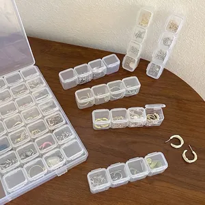 Transparent multi-compartment jewelry box for dustproof ring and necklace storage
