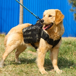 Tactical Dog Backpack Harness Detachable Side Bags Nylon Molle Hiking Vest For Medium Large Dogs Reflective
