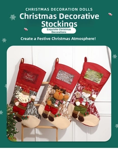 Three-piece set of hanging Christmas stockings with Santa, Reindeer, and Snowman 3D characters