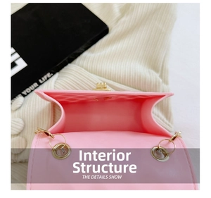 Internal structure of the pink jelly handbag showing gold hardware and spacious interior