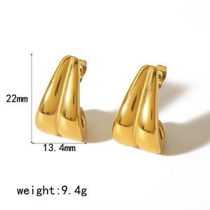 Créoles en acier inoxydable plaqué or 18 carats avec dimensions 22mm x 13,4mm et 9,4g