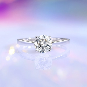 Classic 1.0ct D color moissanite solitaire ring in 925 sterling silver for women