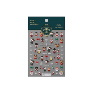 5D embossed Christmas nail art stickers featuring Santa, reindeer and snowflakes TS-3399