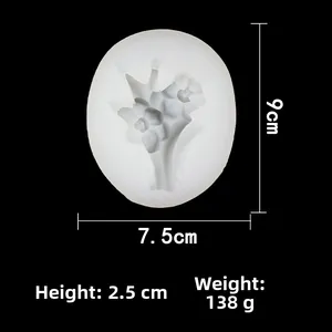 Silicone flower mold detail showing dimensions of 9x7.5cm for soap and candle making