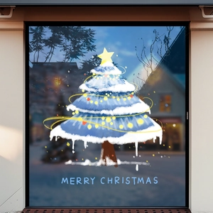 Weihnachtsbaum-Fensteraufkleber mit Lichtern an der Glastür für Festtagsdekoration