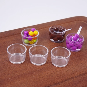 Mini tasses à dessert en plastique pour nourriture de maison de poupée DIY et accessoires