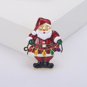 Alloy Enamel Santa Claus Brooch Pin Festive Christmas Jewelry Gift For Men Women Clothing Decoration Accessories
